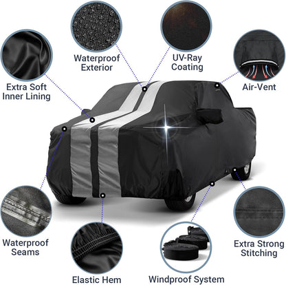 iCarCover 15-Layer Car Cover Waterproof All Weather | Premium Quality Car Covers for Automobiles, UV Protection, El Camino, Impala, Bel Air, Monte Carlo, Galaxie, Charger, Size C21 (See Size Chart) - Colors B