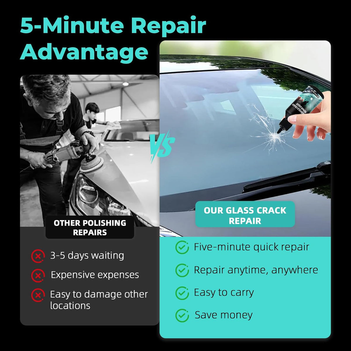 DEZEU Windshield Crack Repair Kit,2026 Latest Upgraded Windshield Chip Repair Kit,5MinQuick-Glass Repair Liquid,Long-Lasting for Windshields, Mirrors,All Crack Types 0.68 FL OZ.