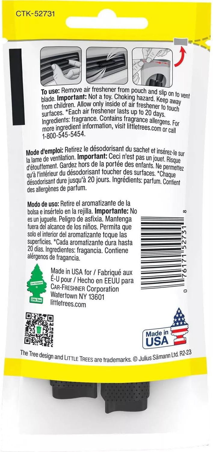 LITTLE TREES Car Air Freshener Vent Wrap Provides Long-Lasting Scent, Invisibly Fresh. Vanillaroma, 16 count, 4-Packs
