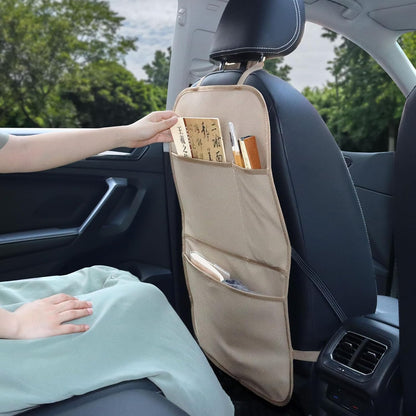 Kick Mat Back Seat Protector Waterproof Leather Car Seat Back Organizers Cover with 3 Storage Pockets for Kids Pets SUV Sedan Minivan Truck Car Travel Accessories (Black 2-Pack)