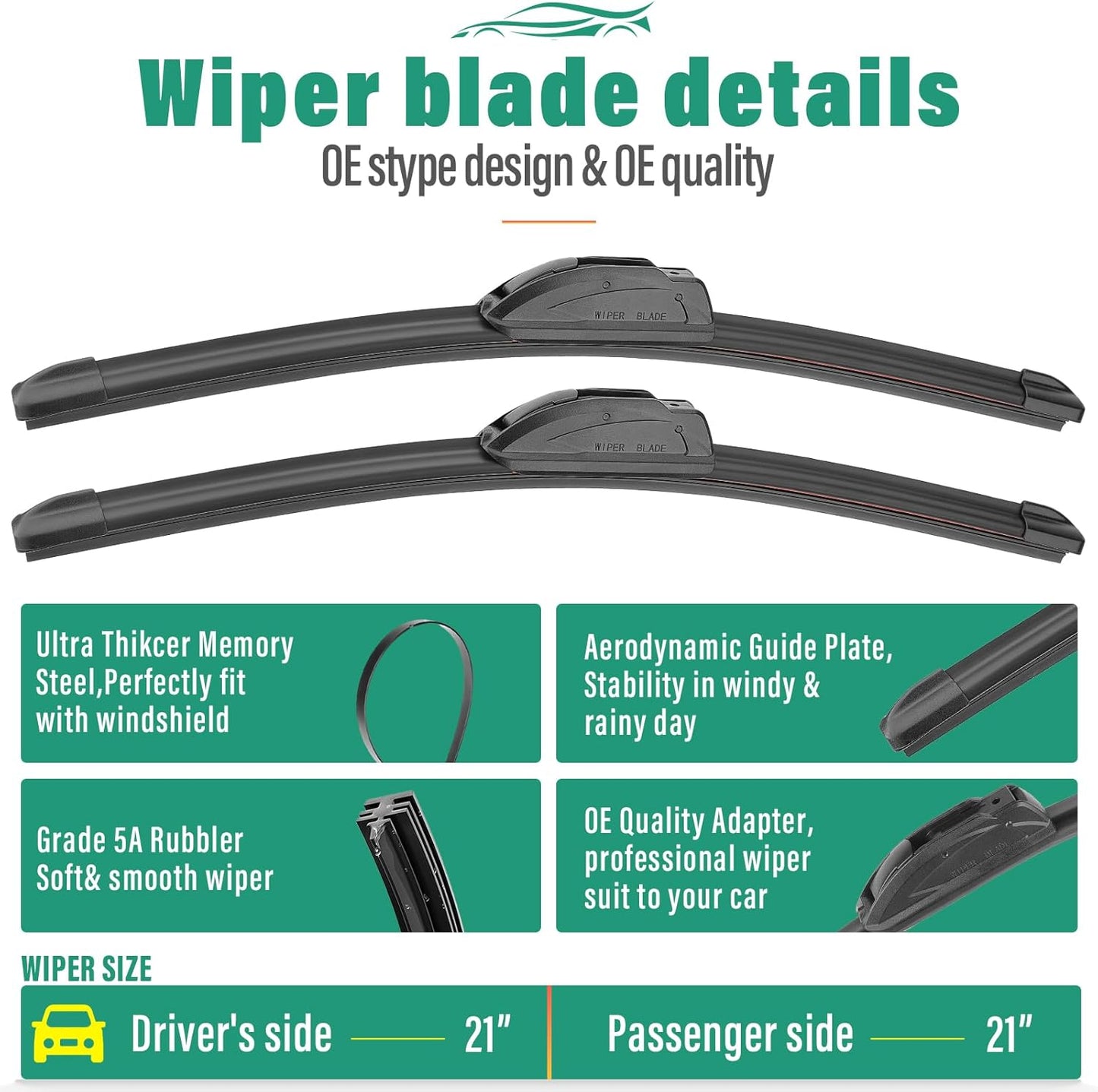 26" 16" 11" Windshield Wiper Blades Replacement for Chevrolet Chevy Trax 2024 2025 2026 Premium All Weather Front Rear Wipers Set - OEM Quality (Pack of 3) - Colors C