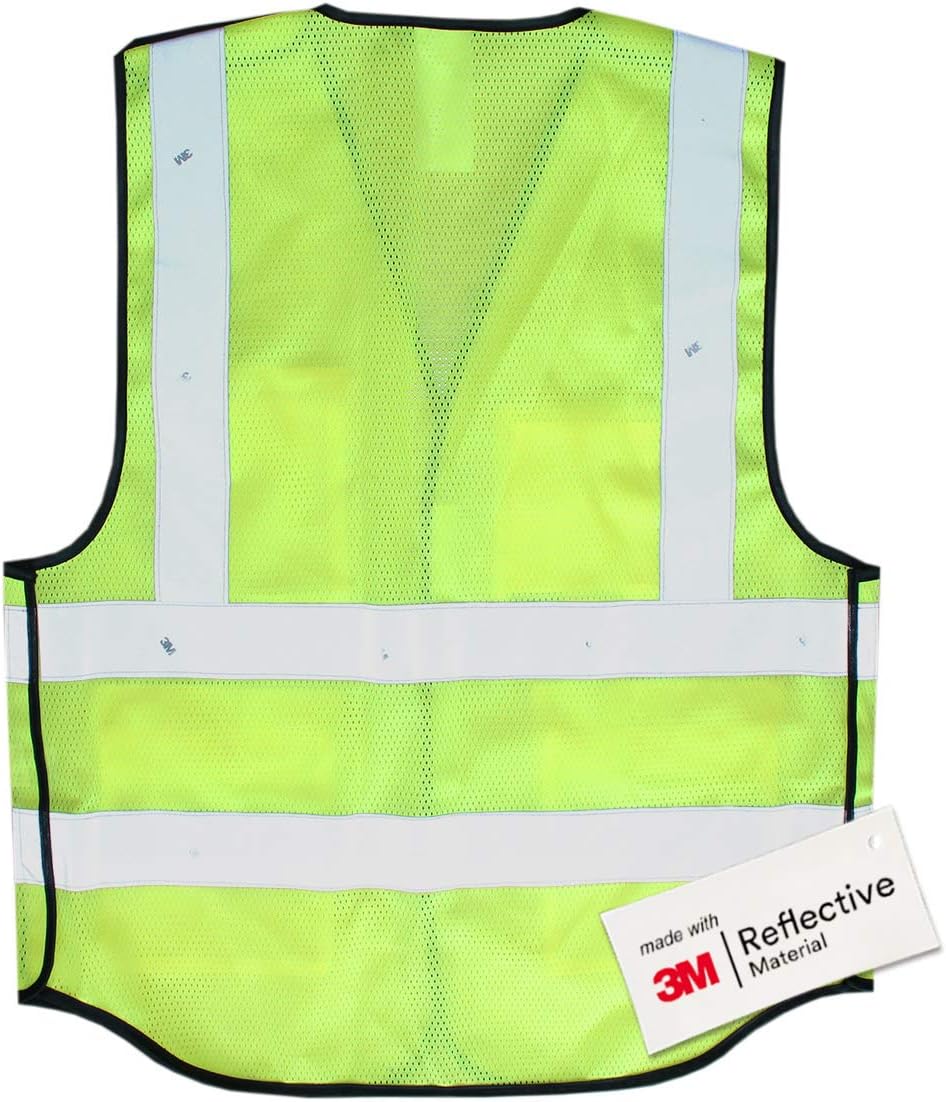 Salzmann Breakaway Mesh Reflective Vest | Hi Vis Vest | US ANSI/ISEA 107 | Made with 3M Reflective Material | 5-Point Breakaway with Pockets & Zipper | Yellow, Orange – 5 Sizes