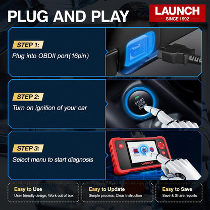 LAUNCH CRP123 V3.0 Elite OBD2 Scanner-2026 New Model Engine/ABS/SRS/Transmission Diagnostic Scan Tool SRS Airbag Code Reader,3 Reset Oil Service/Throttle Relearn/SAS Reset,No Subscription Required