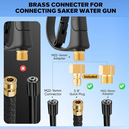 Saker Foam Cannon Dual Connector Accessory for Pressure Washer Kit,with Foam Cannon Dual Connector,Pressure Washer Gun for Car Washing and Cleaning,5 Power Washer Sprayer Nozzles