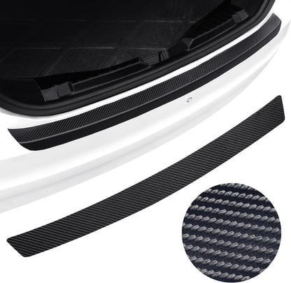 Soft & Bendable Rear Bumper Guard Protector 37.4" x 2.56" - Carbon Fiber Leather Anti-Scratch Strip for SUV/Trunk | Flexible But NOT Stretchable | Trim to Fit