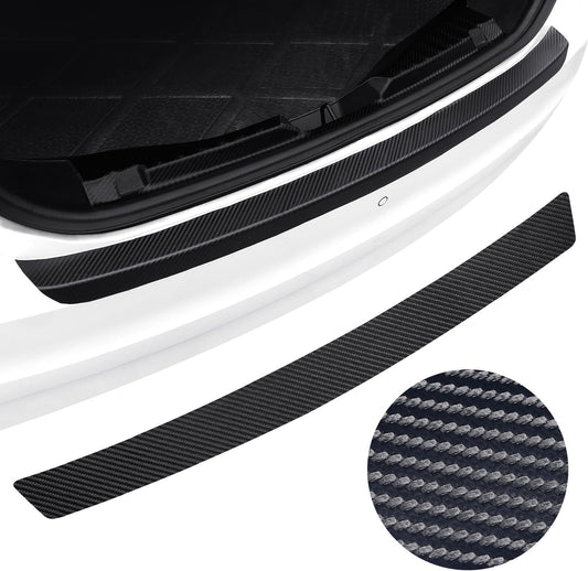 Soft & Bendable Rear Bumper Guard Protector 37.4" x 2.56" - Carbon Fiber Leather Anti-Scratch Strip for SUV/Trunk | Flexible But NOT Stretchable | Trim to Fit