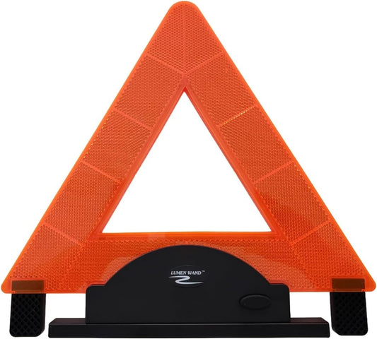 Lumen Wand Reflective Warning Triangle with LED Lights for Road Safety Metal Base | Internal LED with External Reflectors Emergency Triangle for Car Breakdowns