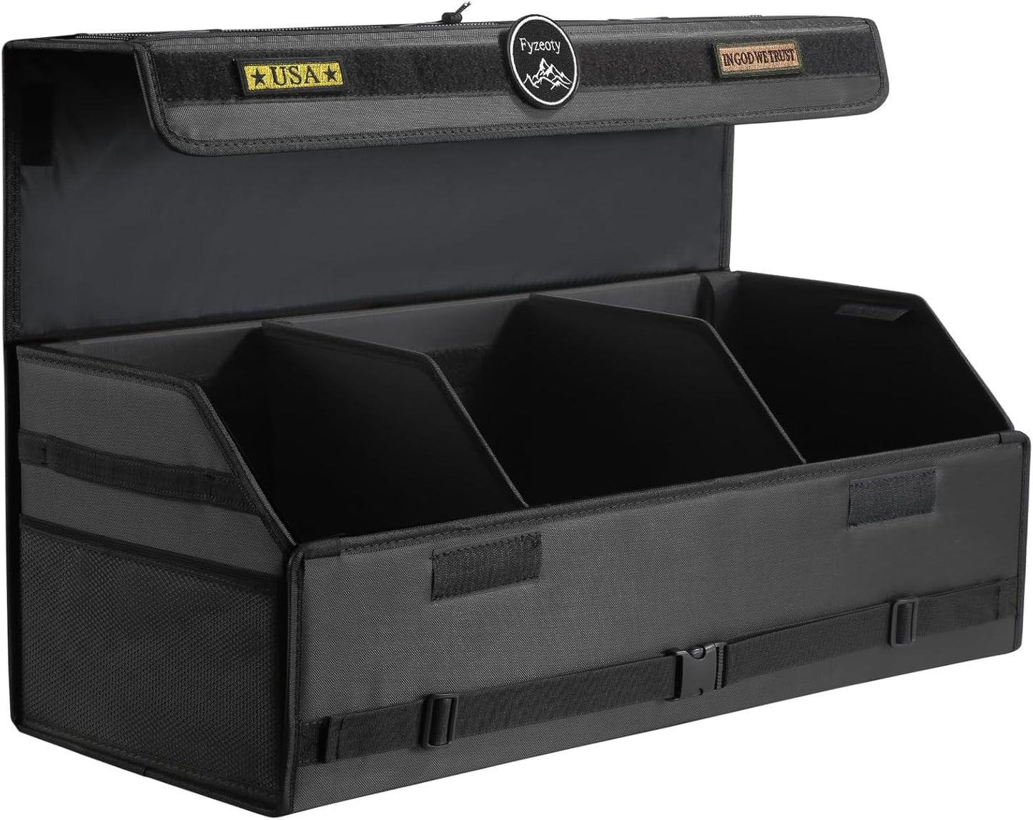 Fyzeoty Car Organizers for Trunk for Suv Sedan, Leather Storage Box,Magnetic Lid,Collapsible and Adjustable,16.5 inches