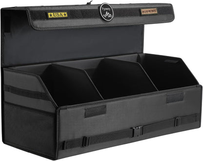 Fyzeoty Car Organizers for Trunk for Suv Sedan, Leather Storage Box,Magnetic Lid,Collapsible and Adjustable,16.5 inches