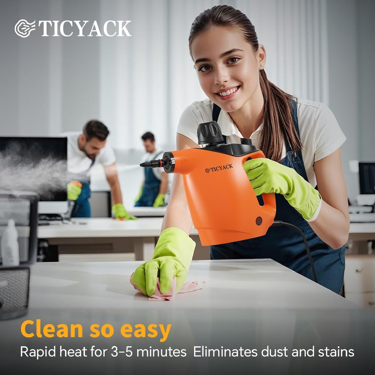 TICYACK Handheld Steam Cleaner, Steam Cleaner with 16 PCS Accessory & Safety Lock, 500ML Capacity, Multi-Surface Deep Cleaning for Home, Car, Bathroom, Grout, Floor, Window (White)