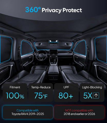 Wigoo 2026 Upgrade 8PCS Full Set Window Sunshade for Toyota 4Runner 2010-2024 [7-Layer Cooler & Blacker, Ice-Crystal Tech] with Windshield for Sun Block, Baby, Camping, Privacy Napping, Relax