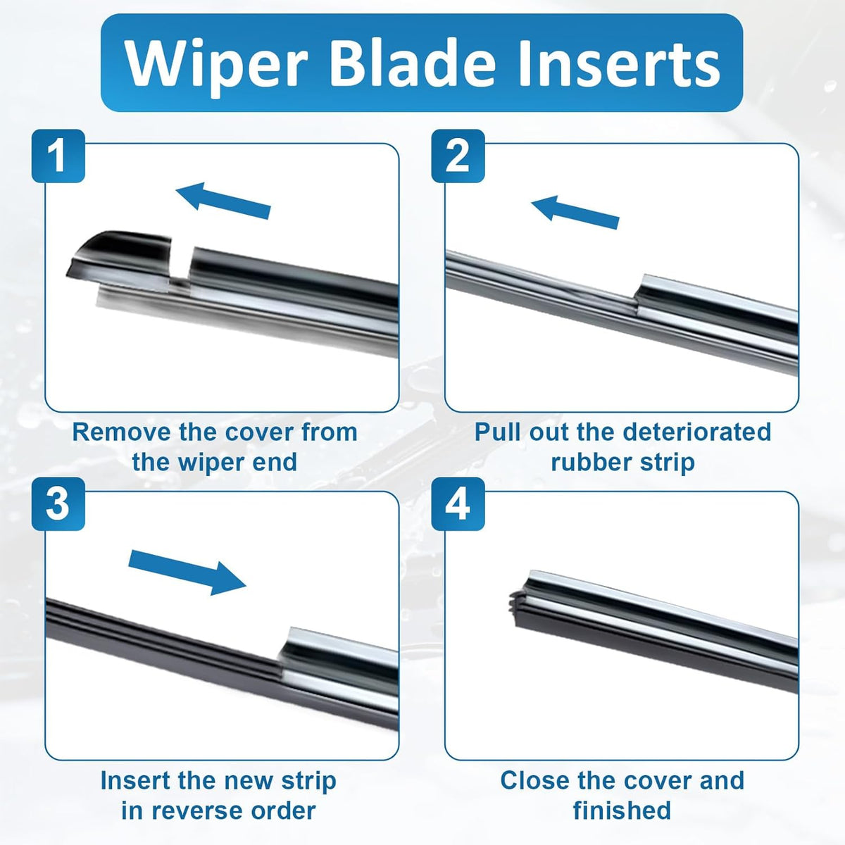 BFXM 4Pcs Wiper Blade Refill, 28 inch DIY Adjustable Universal Replacement Wiper Blade Refill Replacement for Front and Rear Windshield Wiper Baldes Rubber Strip for Car, Truck, SUV