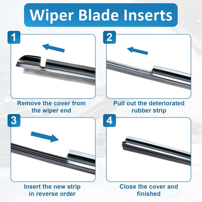 BFXM 4Pcs Wiper Blade Refill, 28 inch DIY Adjustable Universal Replacement Wiper Blade Refill Replacement for Front and Rear Windshield Wiper Baldes Rubber Strip for Car, Truck, SUV