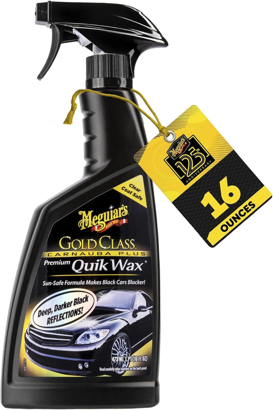 Meguiar's G7716 Gold Class Carnauba Quik Wax, Special Blend for Richness and Shine, Clear Coat Safe Meguiar's Quik Wax, Spray that Leaves Lasting Results without Residue, 16 Oz Containe