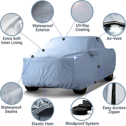 iCarCover 15-Layer Car Cover Waterproof All Weather | Premium Quality Car Covers for Automobiles, UV Protection, El Camino, Impala, Bel Air, Monte Carlo, Galaxie, Charger, Size C21 (See Size Chart) - Colors A