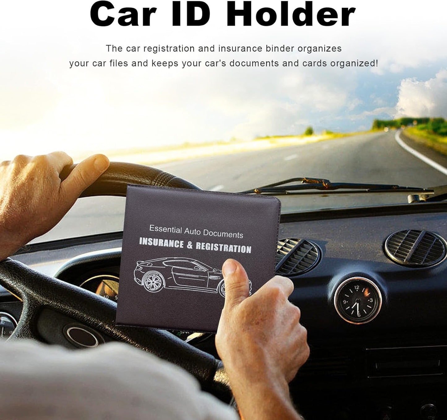 Yourkar 4PCS Car Registration Insurance Holder, Vehicle Glove Box Car Organizer with Magic Tape Closure, Driver License Keeper for Cars, Car Accessories (Big Car, Blue