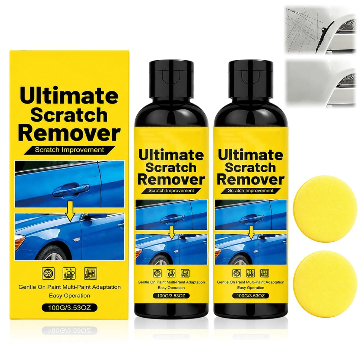 NanoPolix Car Scratch Remover, NanoPolix Scratch Remover, Plastic Polish Scratchs Removers, Quick Fix Removal Paste for Deep Scratches, All Paint Colors Polishing Kit（100g/3.53oz）(1)