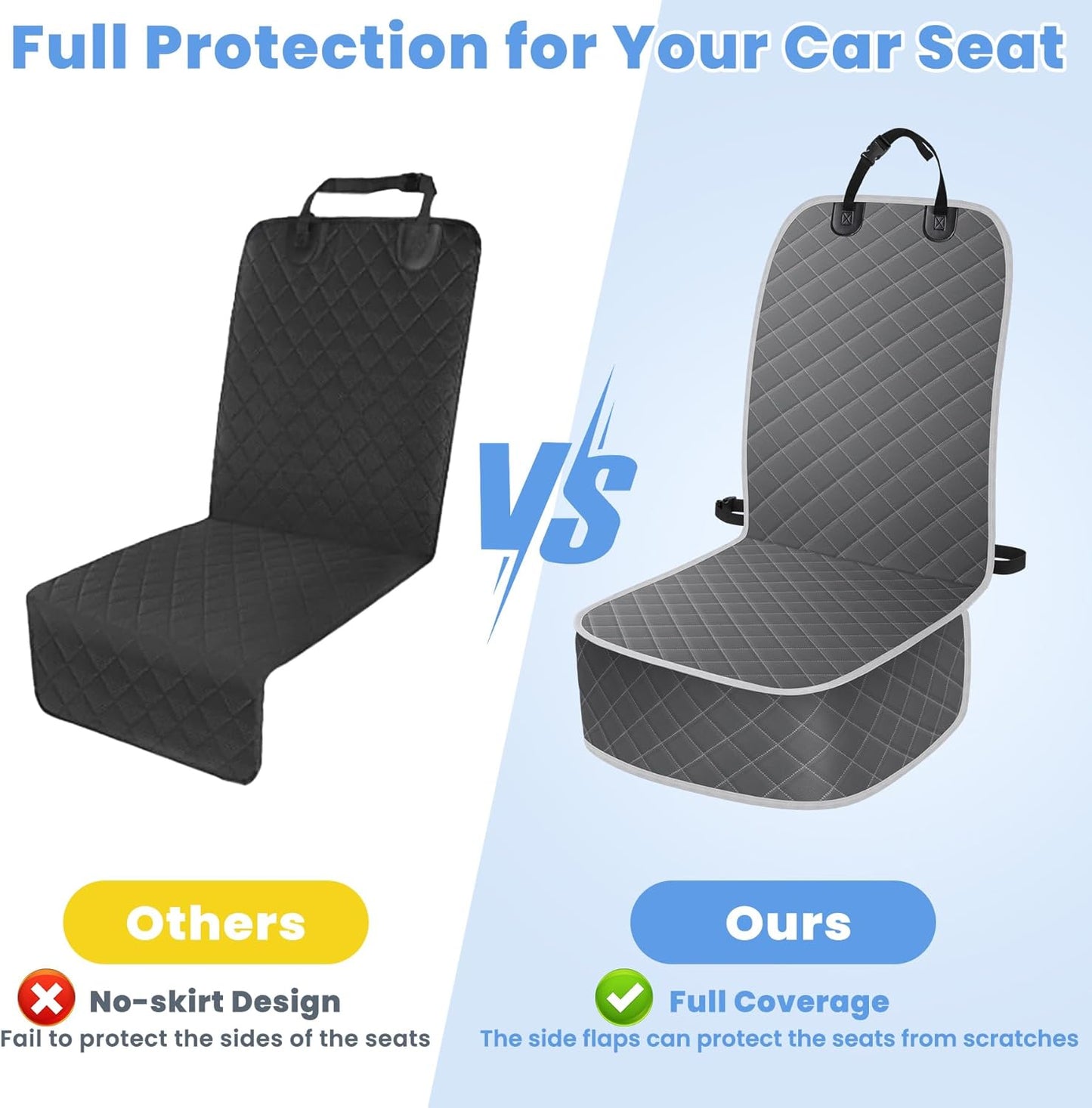 ELONGRIVER Dog Car Seat Covers, Waterproof Front Seat Cover for Dogs, Scratch-Proof, Nonslip Pet Passenger Seat Cover Protector, Universal Fit for Cars Trucks SUVs, Standard Size, Black