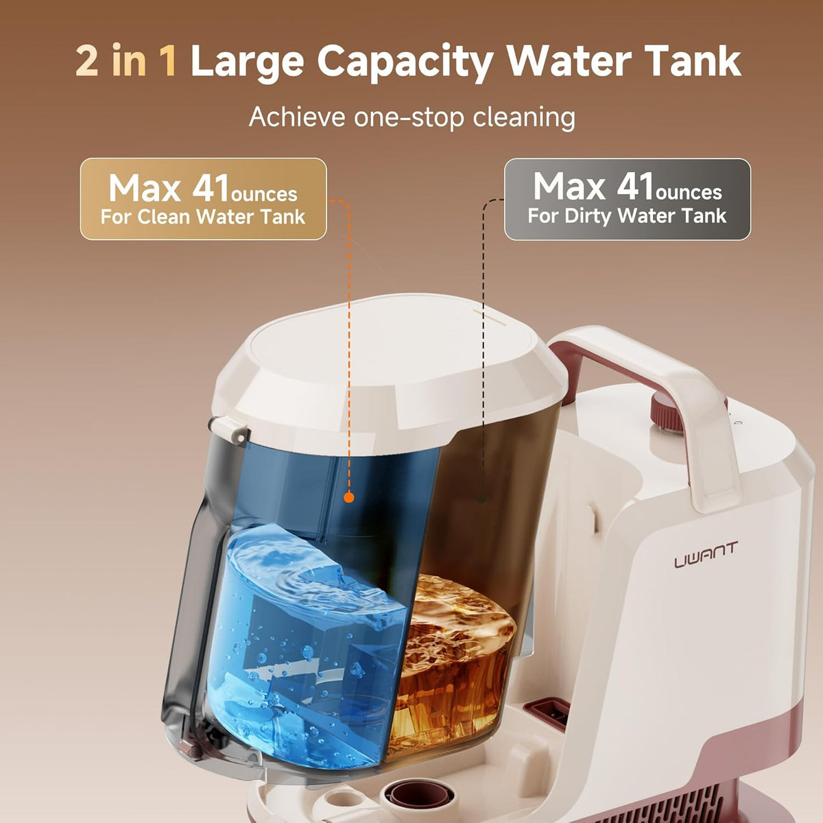 Uwant Portable Carpet and Upholstery for Deep Cleaner, 18Kpa Carpet Cleaner Machine for Cars, Pets with Pet Pro Solution and Self Cleaning Set of 1 for Spot, Rug, Couch