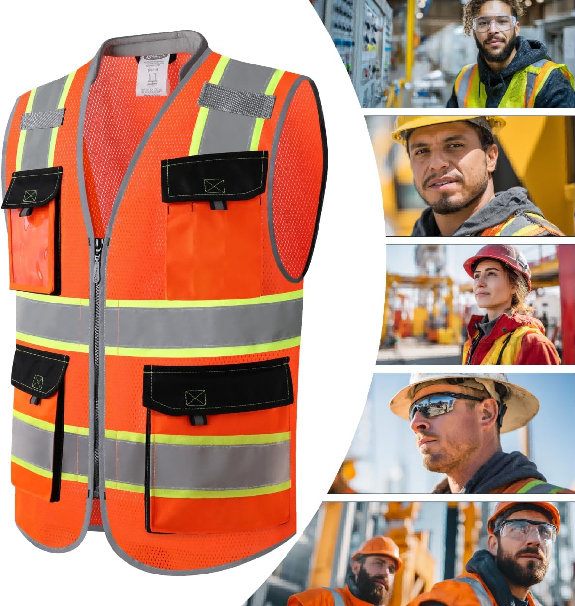 JKSafety Safety Vest for Men Women Hi Vis with Pockets and Cushioned Collar Construction Vest Meet ANSI Standard (BX360)
