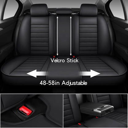 MINGBRON Car Seat Cover Full Set, Leather Car Seat Cover, Waterproof Seat Covers, Car Seat Cushion, Nappa Leather Seat Covers Car Seat Protector Universal Fit Most Cars Black