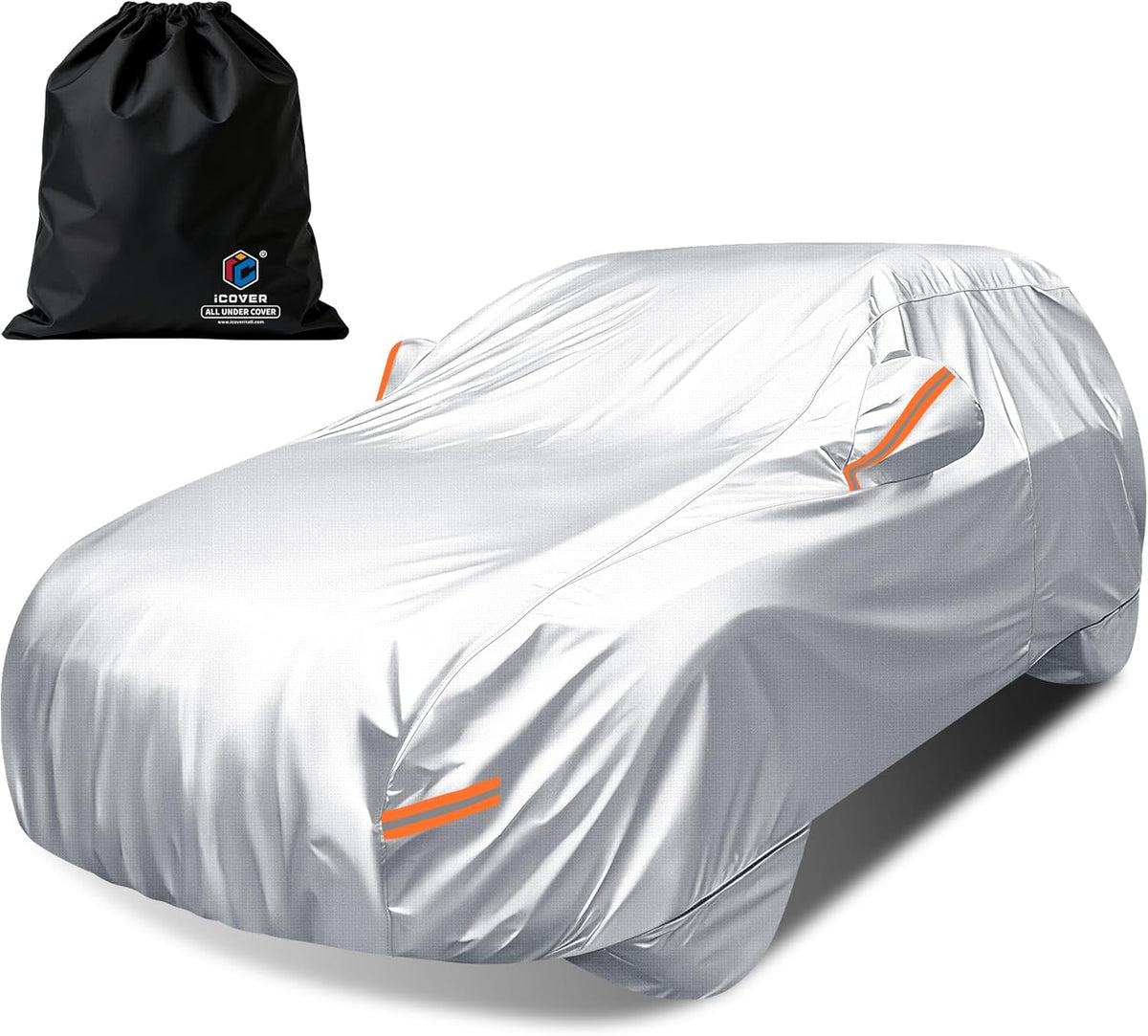 iCOVER Car Cover, Waterproof All Weather Car Covers for Honda Civic Toyota Corolla Chevy Cruze Kia Forte, Outdoor Full Exterior Cover with Detachable Tire Covers, Car Cover for Sedan, Fits up to 193"