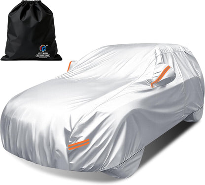 iCOVER Car Cover, Waterproof All Weather Car Covers for Honda Civic Toyota Corolla Chevy Cruze Kia Forte, Outdoor Full Exterior Cover with Detachable Tire Covers, Car Cover for Sedan, Fits up to 193"