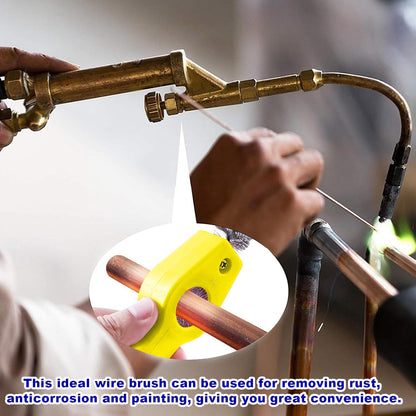 Ohleats Battery Terminal Cleaning Brush, 4 in 1 Anti-Corrosion Car Battery Cleaner, Vehicle Battery Terminals Machine Parts Cleaning Tool for Auto Marine, Universal Car Accessories (Yellow)