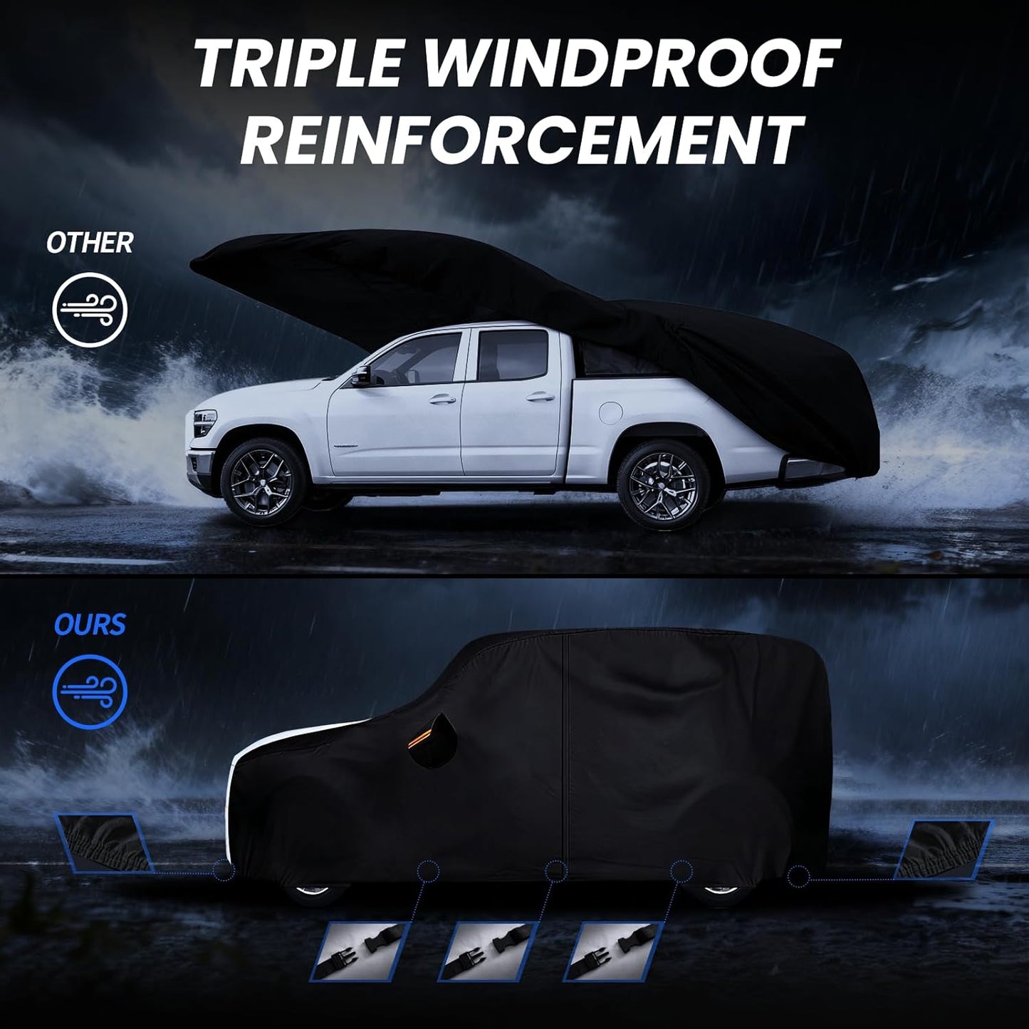 Large SUV Car Cover for Chevy Suburban 100% Waterproof All Weather, Heavy Duty Outdoor Full Exterior Covers Rain Sun Wind UV Protection. - Colors B