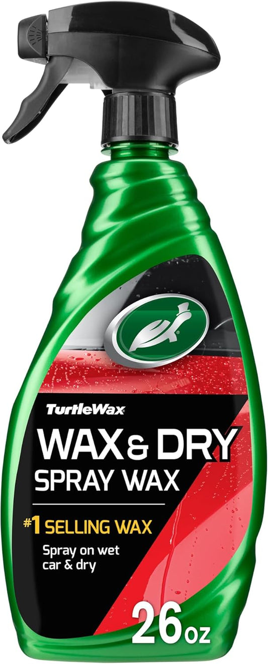 Turtle Wax 50834 1-Step Wax and Dry, Quick and Easiest Step to High Shine, for Cars, Trucks, Motorcycles and RVs, 26 oz. Double Pack with Microfiber Towel