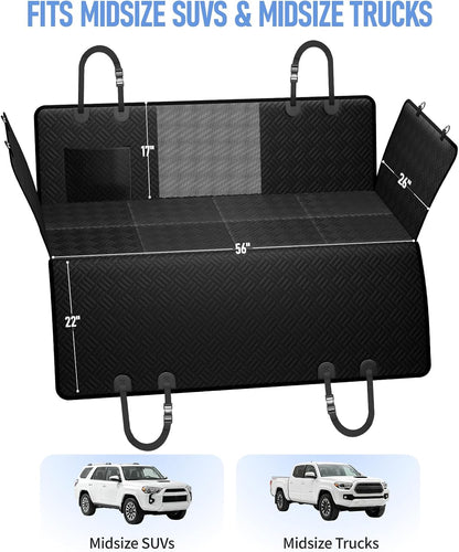 PROZAR Dog Car Seat Cover for Back Seat, Hard Bottom Back Seat Extender, Back Seat Pet Cover for Dogs - Supports 400lbs, Waterproof Heavy Duty Scratch Dog Hammock for Compact Cars/SUVs, 51in