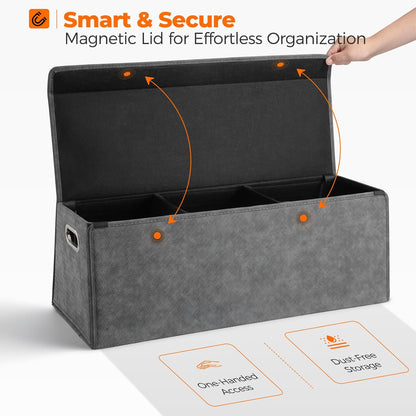Fyzeoty Car Organizers for Trunk for Suv Sedan, Leather Storage Box,Magnetic Lid,Collapsible and Adjustable,16.5 inches