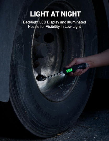 AstroAI Heavy Duty Digital Tire Pressure Gauge 0-230 PSI Calibrated to ANSI B40.7 Grade 2A (0.5%) with Backlit LCD & Flashlight, Stainless Steel for Truck RV Car Motorcycle Bike