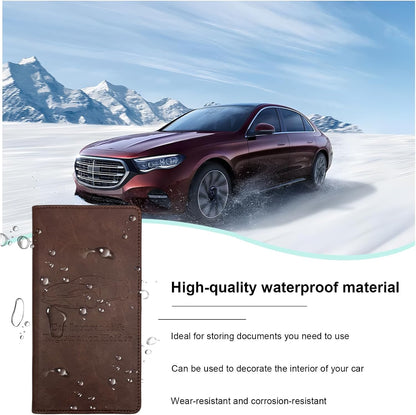 Car Registration and Insurance Holder, Leather Auto Glove Box Document Organizer with Magnetic Closure, Car Essential Paperwork Wallet Case Interior Accessories for Women Men (Leopard Print)