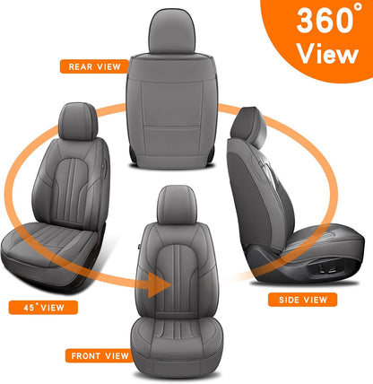 MINGBRON Car Seat Cover Full Set, Leather Car Seat Cover, Waterproof Seat Covers, Car Seat Cushion, Nappa Leather Seat Covers Car Seat Protector Universal Fit Most Cars Black