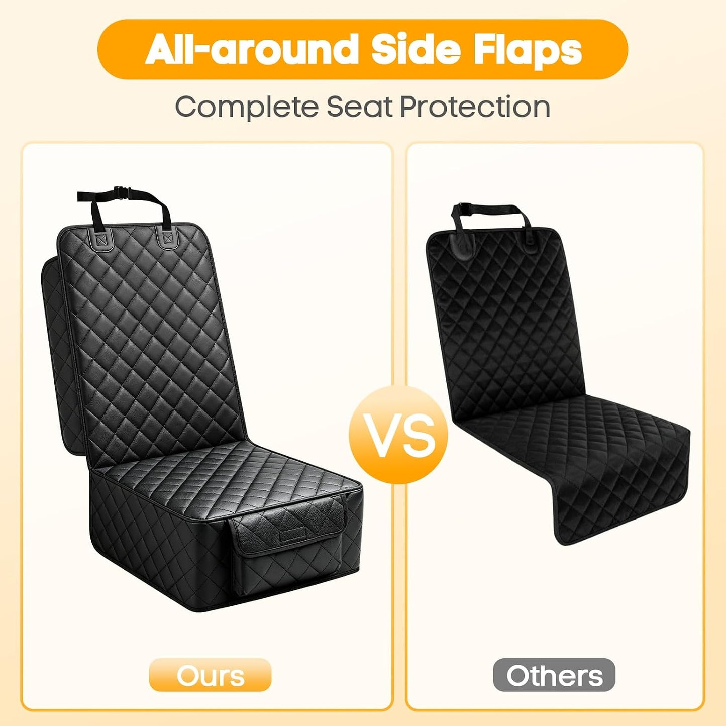 PETICON Waterproof Front Seat Car Cover 2 Pack, Full Protection Dog Car Seat Cover with Side Flaps, Nonslip Scratchproof Captain Chair Seat Cover Fits for Cars, Trucks, SUVs, Jeep, Black
