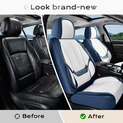 Coverado Seat Covers Full Set, Black Seat Covers for Cars 5 Seats, Car Seat Protector, Waterproof Nappa Leather Car Seat Cushion, Front and Rear Car Seat Cover Fit for Most Sedans SUV Pick-up Truck - Colors B