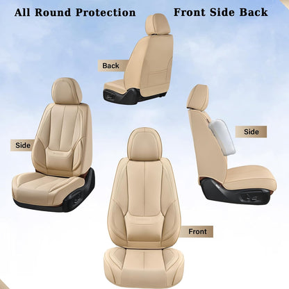 Coverado Seat Covers Full Set, Black Seat Covers for Cars 5 Seats, Car Seat Protector, Waterproof Nappa Leather Car Seat Cushion, Front and Rear Car Seat Cover Fit for Most Sedans SUV Pick-up Truck - Colors A