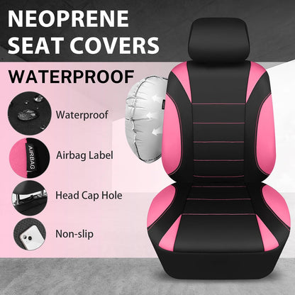 CAR PASS Waterproof Car Seat Covers Front Seats Only with 5mm Composite EVA, Neoprene Car Seat Cover with Separate Headrest Cover, Quick Setup Universal Fit for Car SUV Trucks,Airbag Compatible（Gray