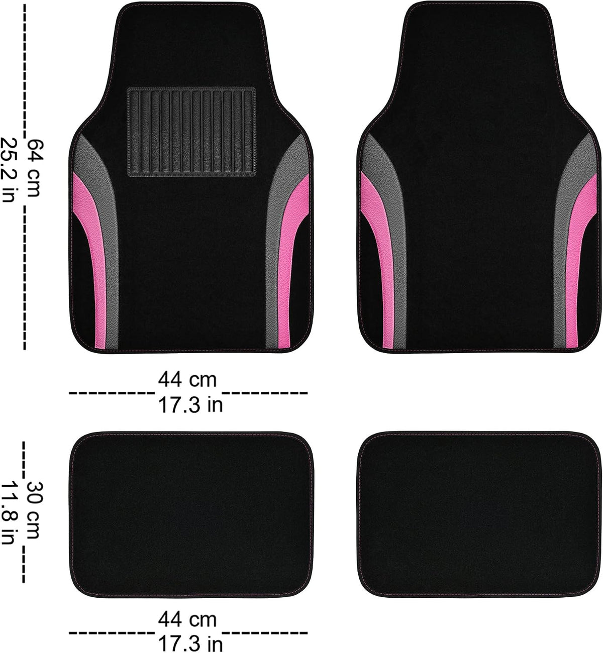 CAR PASS Leather Waterproof Sporty Car Floor Mats Carpet,Universal Automotive Floor Mat Fit for Sedans, Cars, Mid Trucks, Vans, SUV, Set of 4 (Black and Gray)