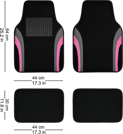 CAR PASS Leather Waterproof Sporty Car Floor Mats Carpet,Universal Automotive Floor Mat Fit for Sedans, Cars, Mid Trucks, Vans, SUV, Set of 4 (Black and Gray)