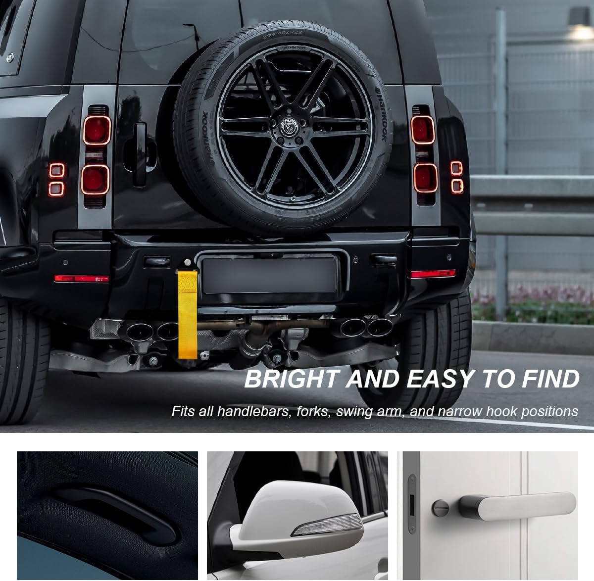 Racing Tow Strap, Stylish JDM Car Bumper Tow Strap Trailer Hook Belt for Decoration, Heavy Duty Nylon Traction Rope Universal Fit for Front or Rear Front Bumper (Black)