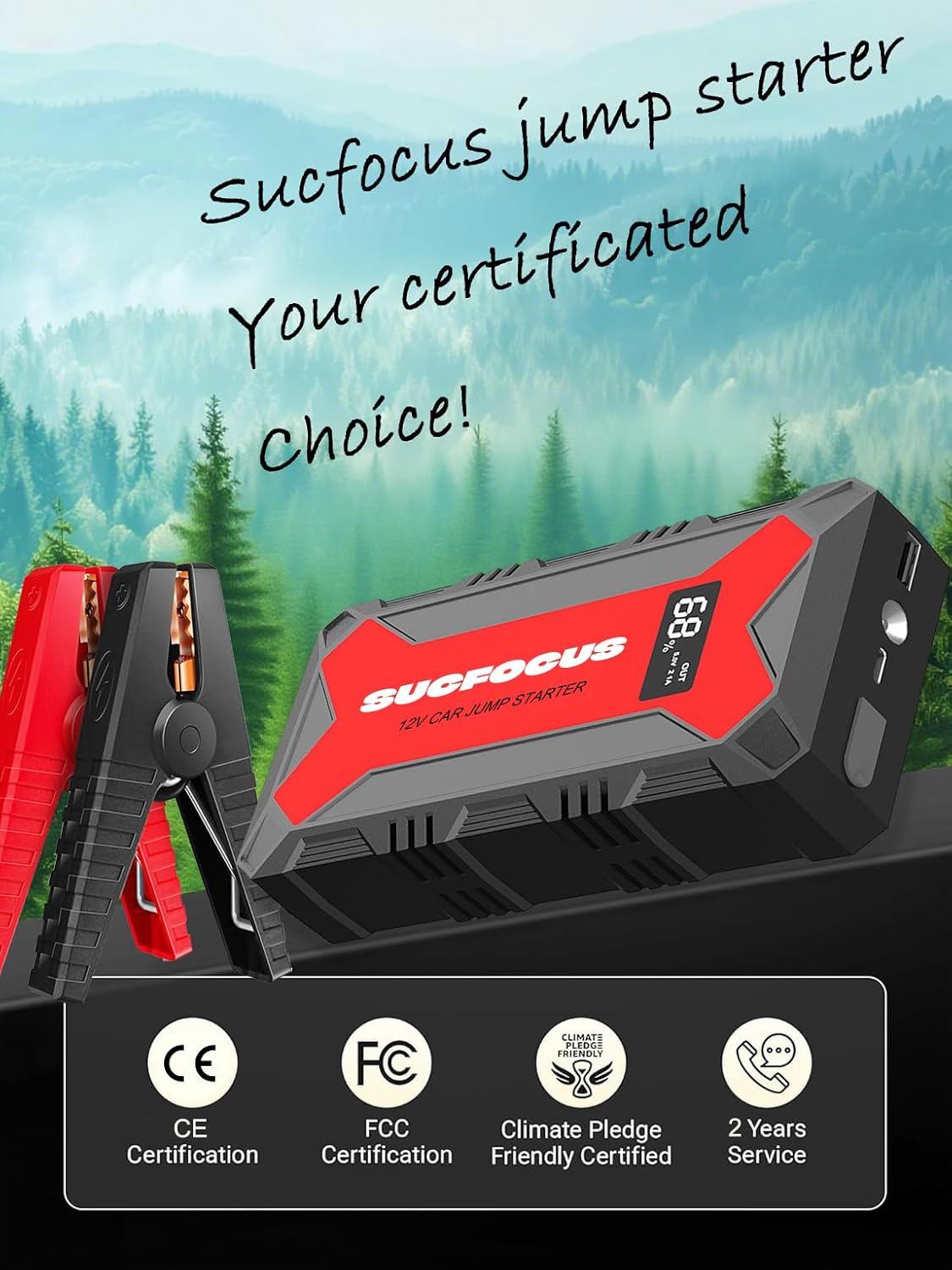 Car Battery Jump Starter, 4000A Battery Jumper Starter Portable 12V Lithium (for 9.0L Gas or 7.0L Diesel Engine), Jump Box, Jump Starter Battery Pack with Jumper Cable, LED Light, USB QC3.0 (Red)