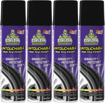 Cristal Products Untouchable Tire Shine Spray (1 Pack) – Citrus Scent, Wet Look Tire Shine, No Sling, Long Lasting Car Tire Shine, No Touch Application