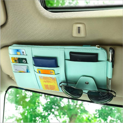 Car Visor Organizer, Auto Interior Accessories, Car Truck SUV Storage Pouch Holder, with Multi-Pocket Net Zipper (Black)