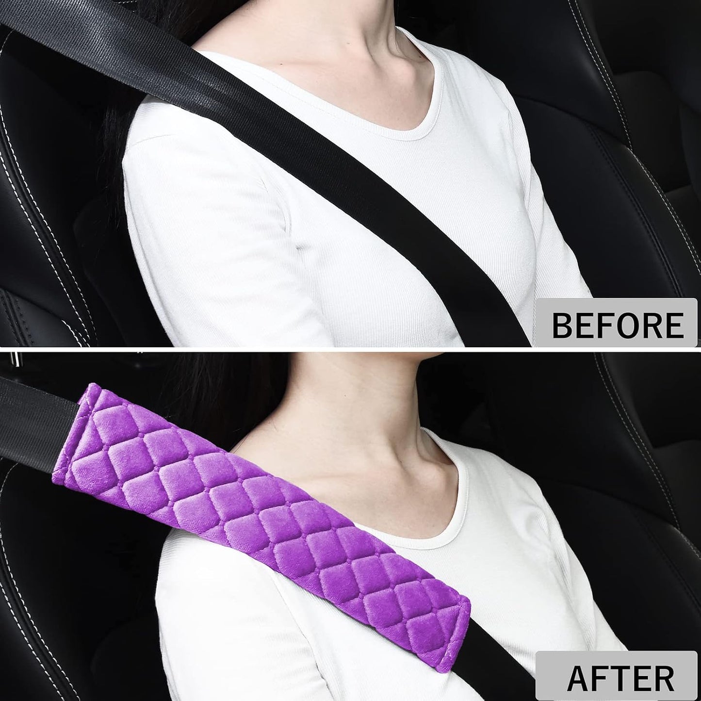 Universal Car Seat Belt Pads Cover,Seat Belt Shoulder Strap Covers Harness Pad for Car/Bag,Soft Comfort Helps Protect You Neck and Shoulder from The Seat Belt Rubbing(2-Pack)