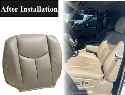 NLQR #522 Light Tan Front Driver Bottom Replacement Seat Cover Microfiber Leather Compatible with Chevy Avalanche Tahoe Suburban GMC Yukon XL 2003 2004 2005 2006