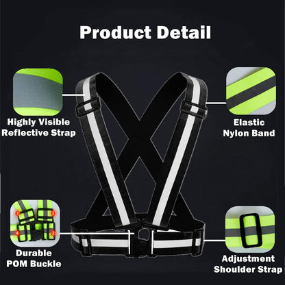 Reflective Strap Safety Vest Gear - 2-10 Pack Adjustable High Visible Reflective Running Gear for Women Men Night