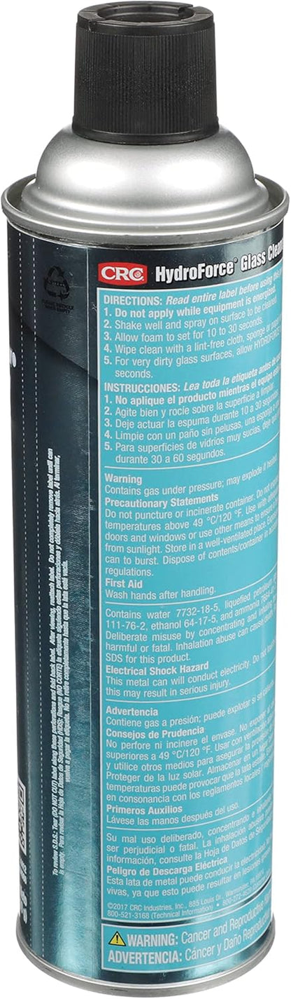 CRC HydroForce Glass Cleaner 14412 – 18 WT. OZ., Professional Strength Cleaning Solution