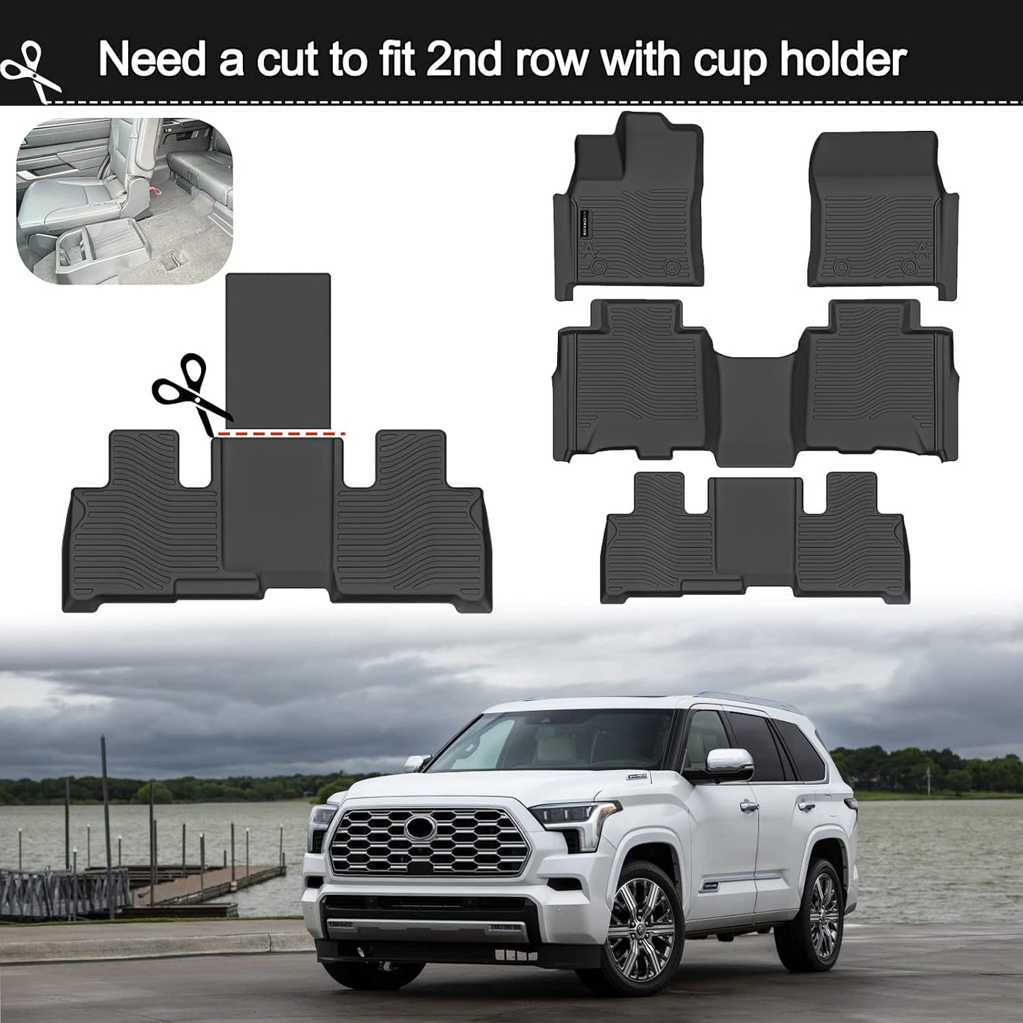 All Weather Floor Mat Fit for Toyota Corolla(Include Hybrid Exclude Hatchback) 2026 2025-2020 TPE Rubber Liners Corolla Accessories All Season Guard Odorless Anti-Slip Liner Black